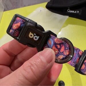 Colorful Pet Collar. Purple Buckle, Hand crafted. Medium size dogs.